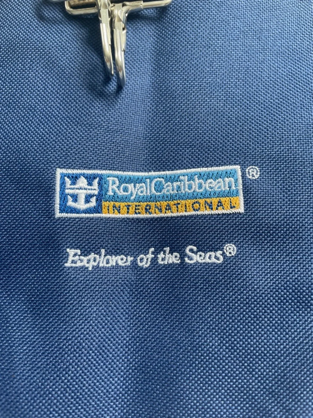 Royal Caribbean Blue Canvas Tote with Tan Adjustable Strap